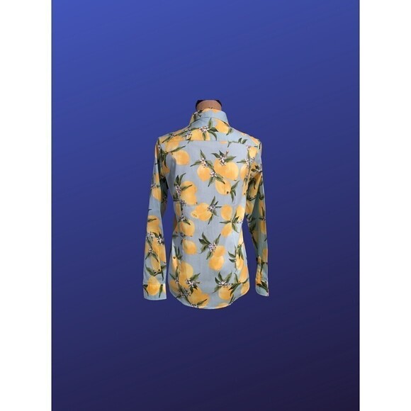 UNBRANDED 100% Cotton Long Sleeve Shirt Blouse, LEMON/FLORAL, Size XL, NWOT - Picture 2 of 8